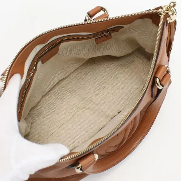 Gucci Soho Bag Leather Brown Tote Bag 2way Shoulder Bag - Picture 3 of 5